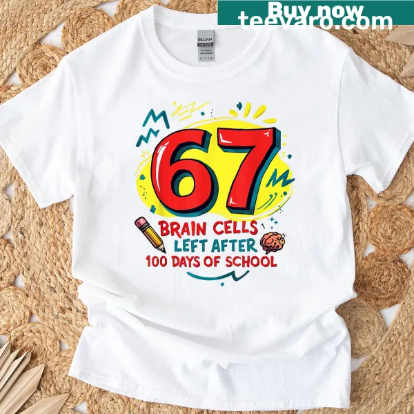 Funny typography design celebrating 100 days of school with Six Seven