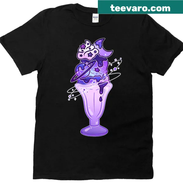 Galaxy-themed sundae illustration on a t-shirt