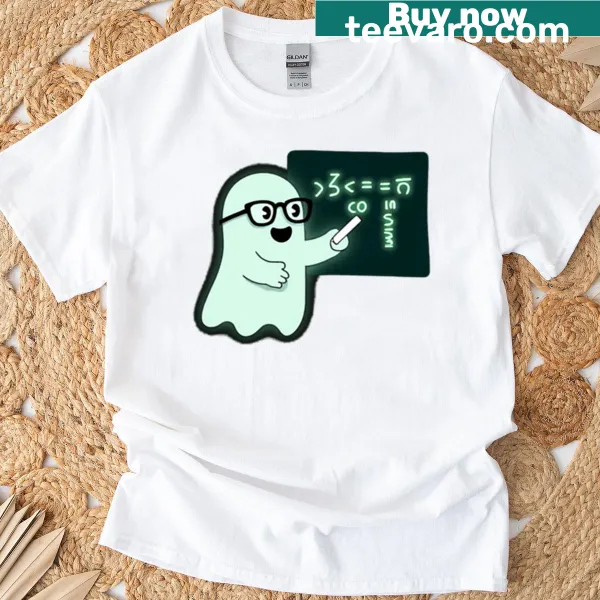 Ghost teacher graphic t-shirt featuring an ethereal teacher illustration