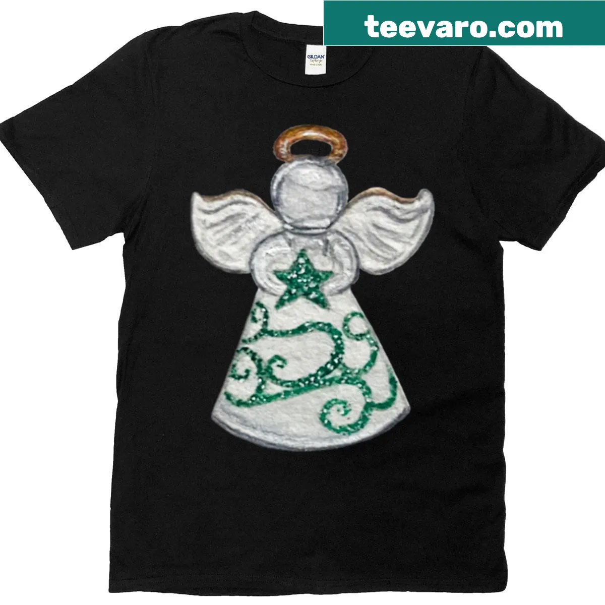 Glass angel illustration T-shirt, showcasing delicate artistry. — on a men's t-shirt