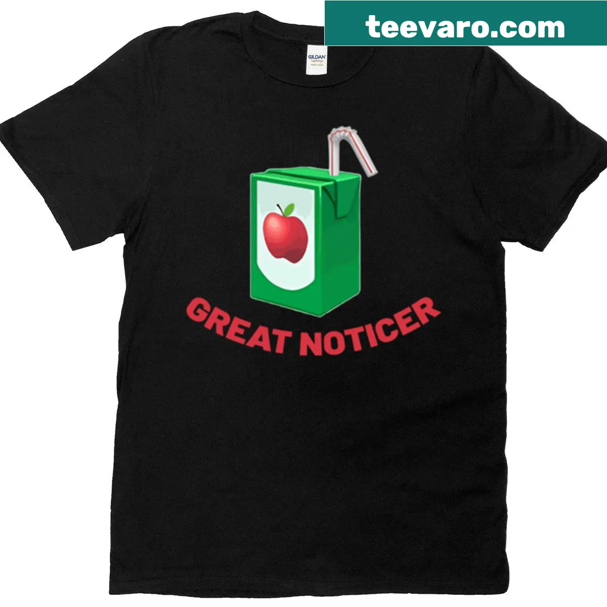 T-shirt with the phrase 'Great Noticing' in a simple font — on a men's t-shirt