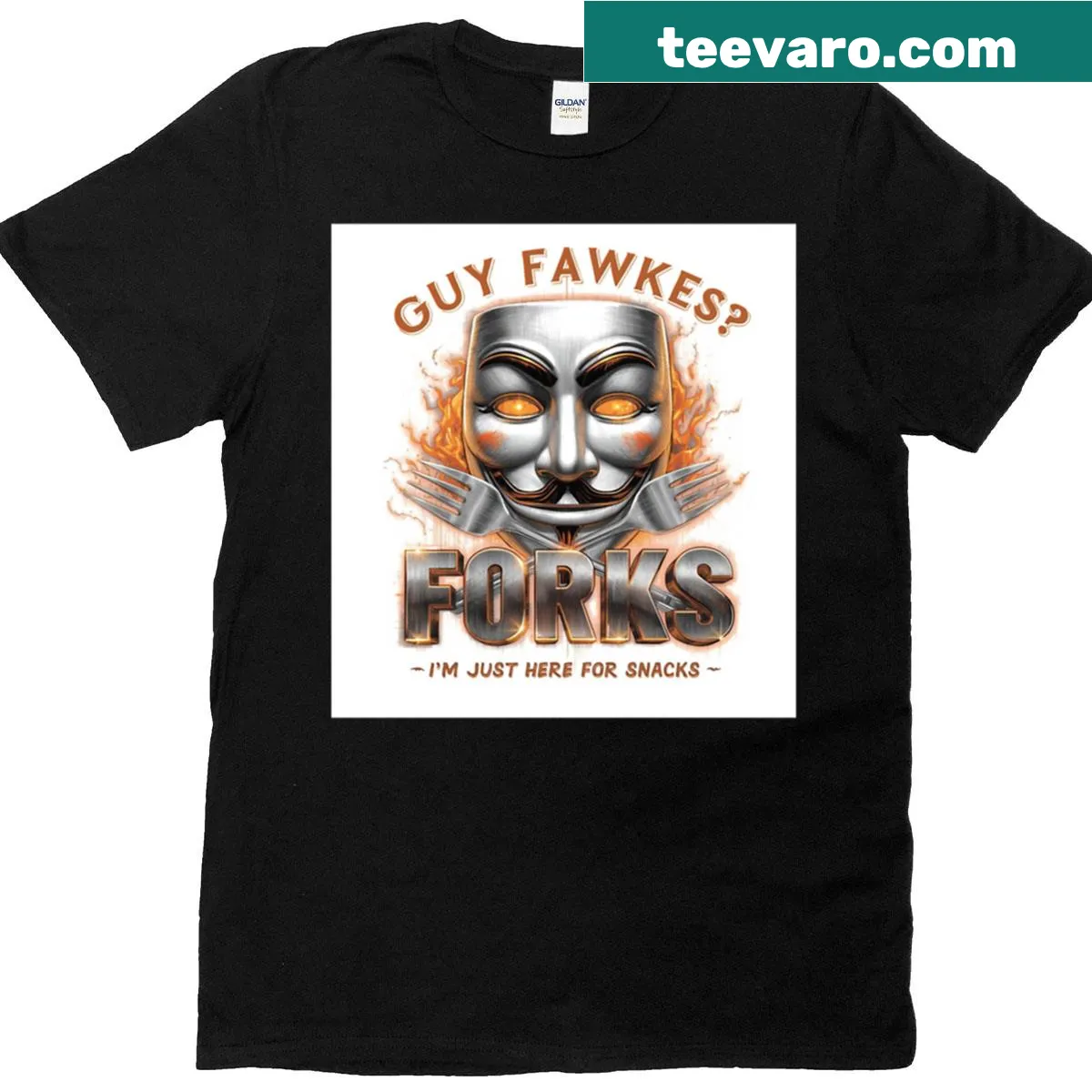 Oversized T-shirt with a humorous Guy Fawkes food design — on a men's t-shirt