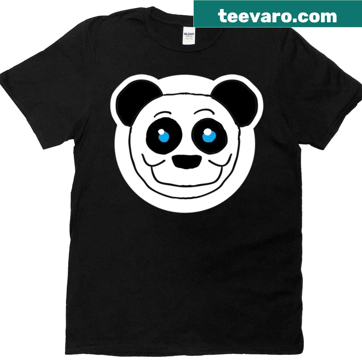 Oversized T-shirt featuring a happy panda face illustration — on a men's t-shirt