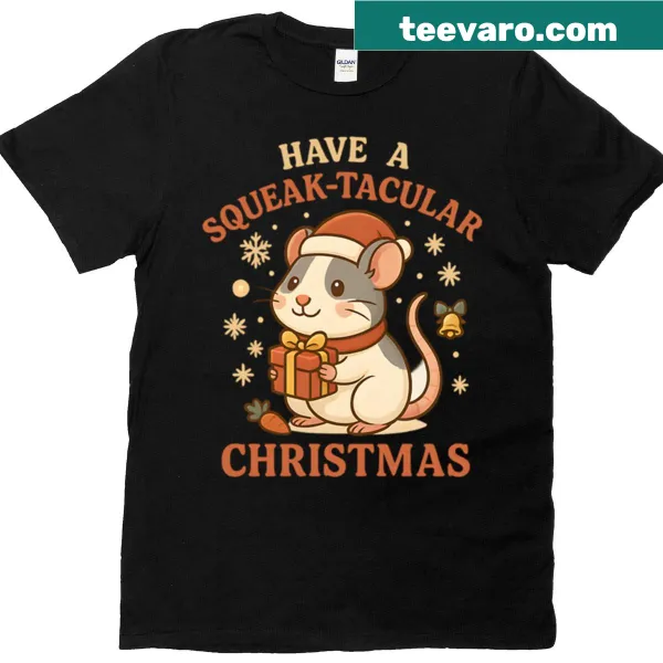 Cute mouse graphic with holiday text on t-shirt