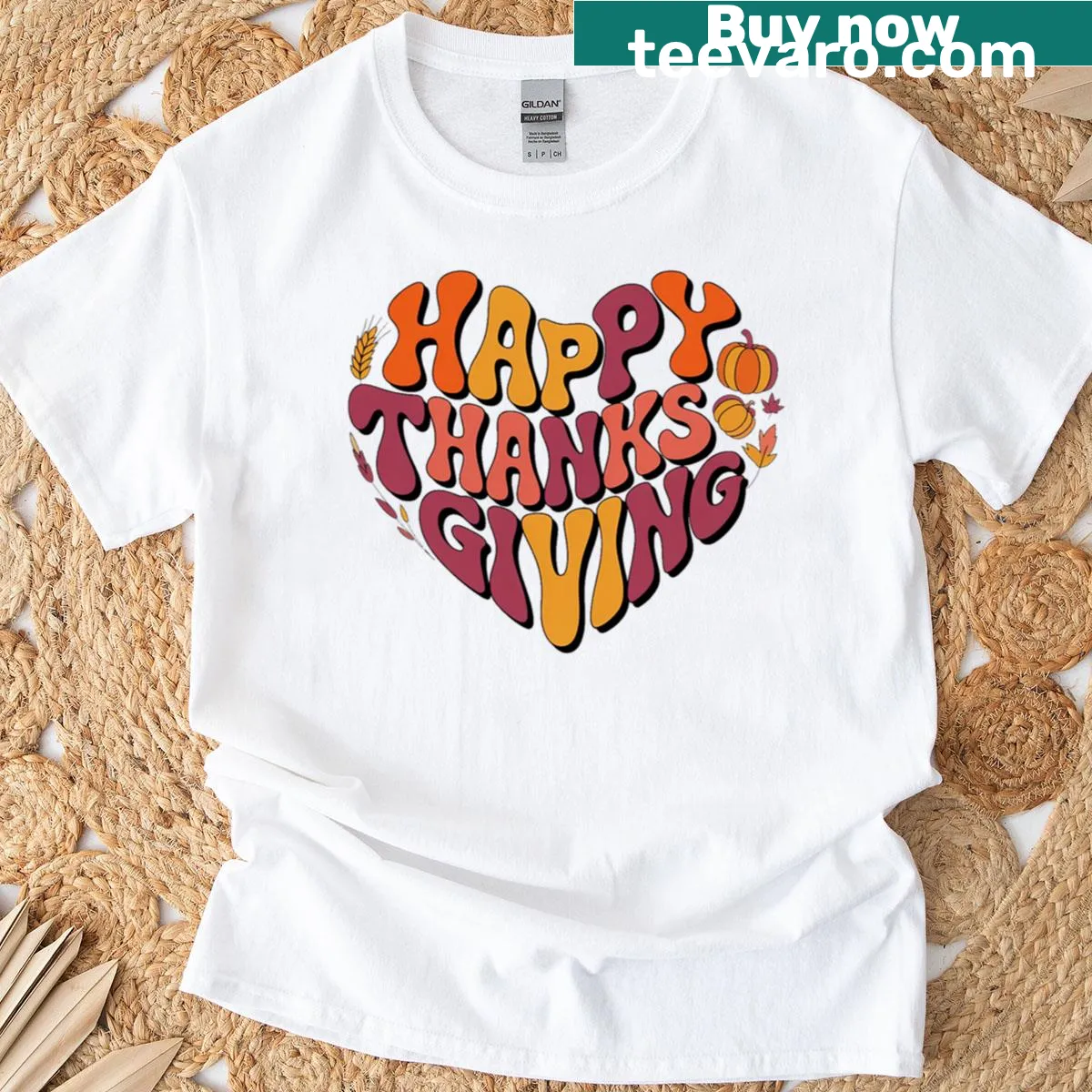 Typography inspired T-shirt celebrating Thanksgiving — on a men's t-shirt