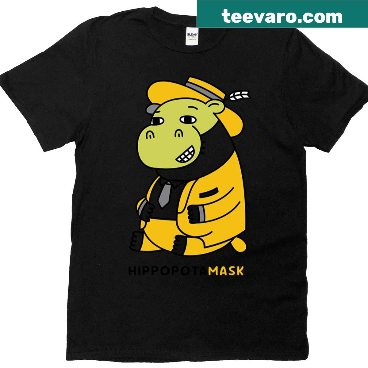 Hippopo series character graphic t-shirt — on a men's t-shirt
