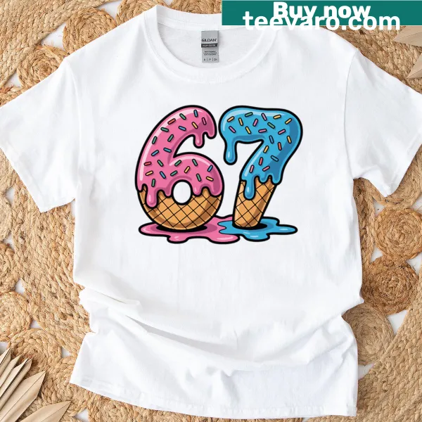 Playful t-shirt featuring a melting ice cream cone design