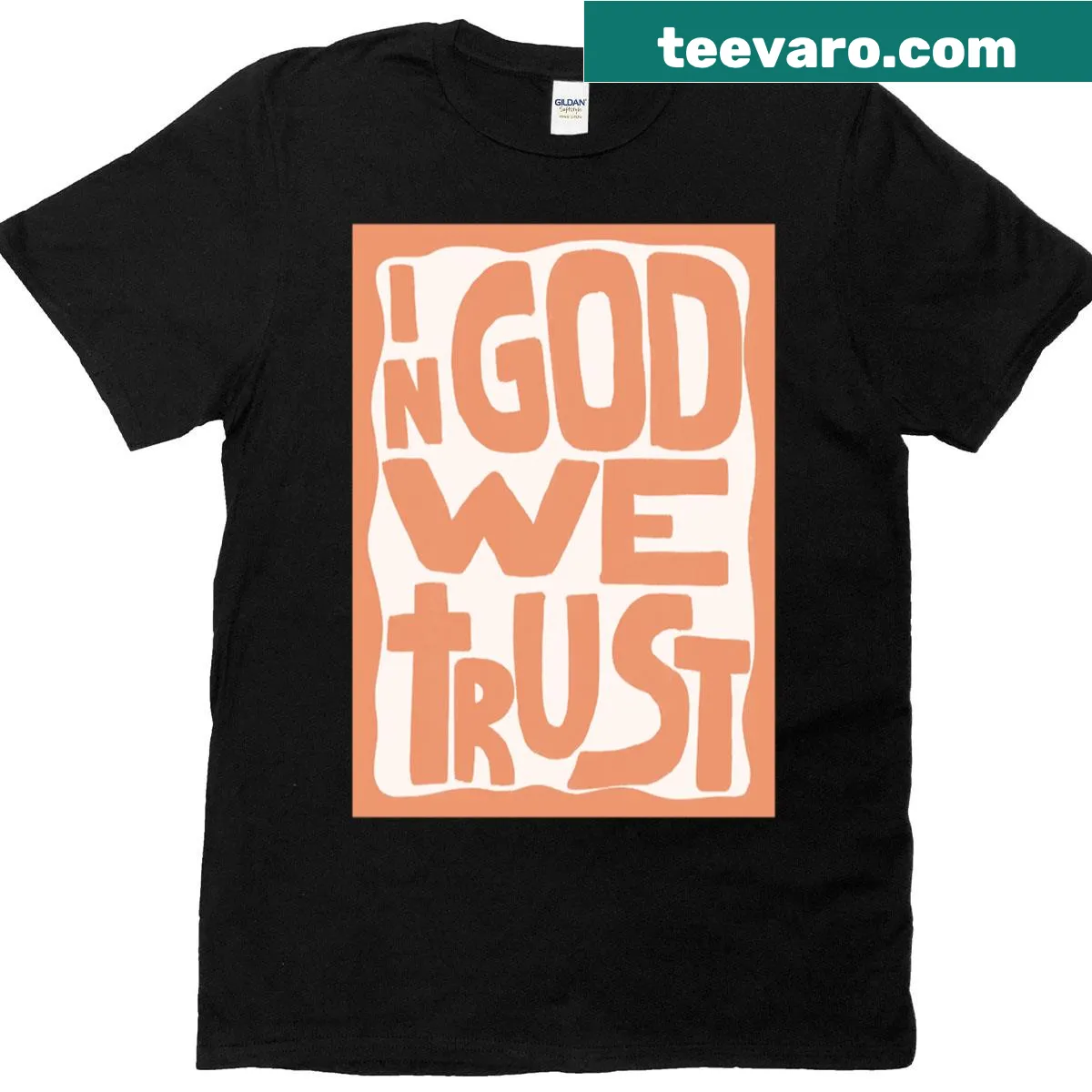 Text design stating 'In God We Trust' on a T-shirt — on a men's t-shirt