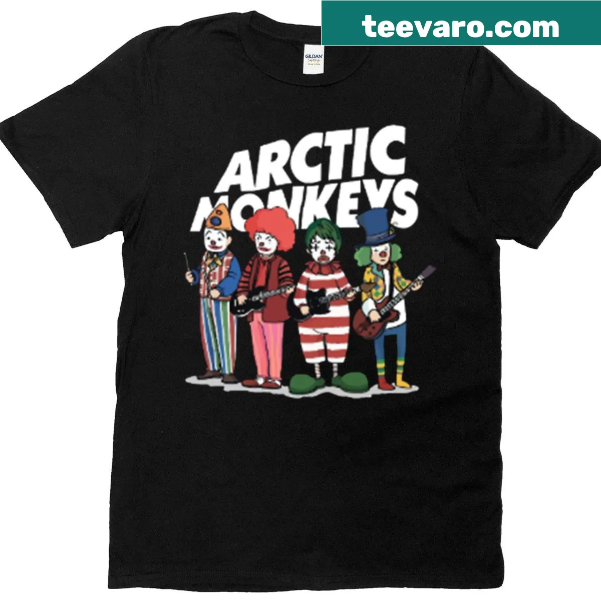 Retro cartoon art graphic representing an indie band — on a men's t-shirt