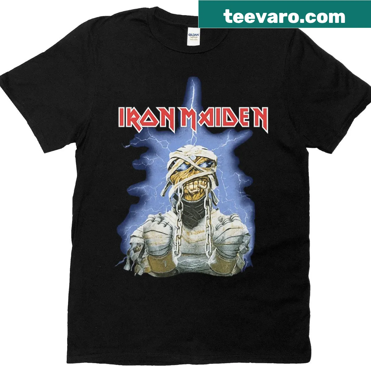 Iron Maiden themed t-shirt featuring Life After Death design — on a men's t-shirt