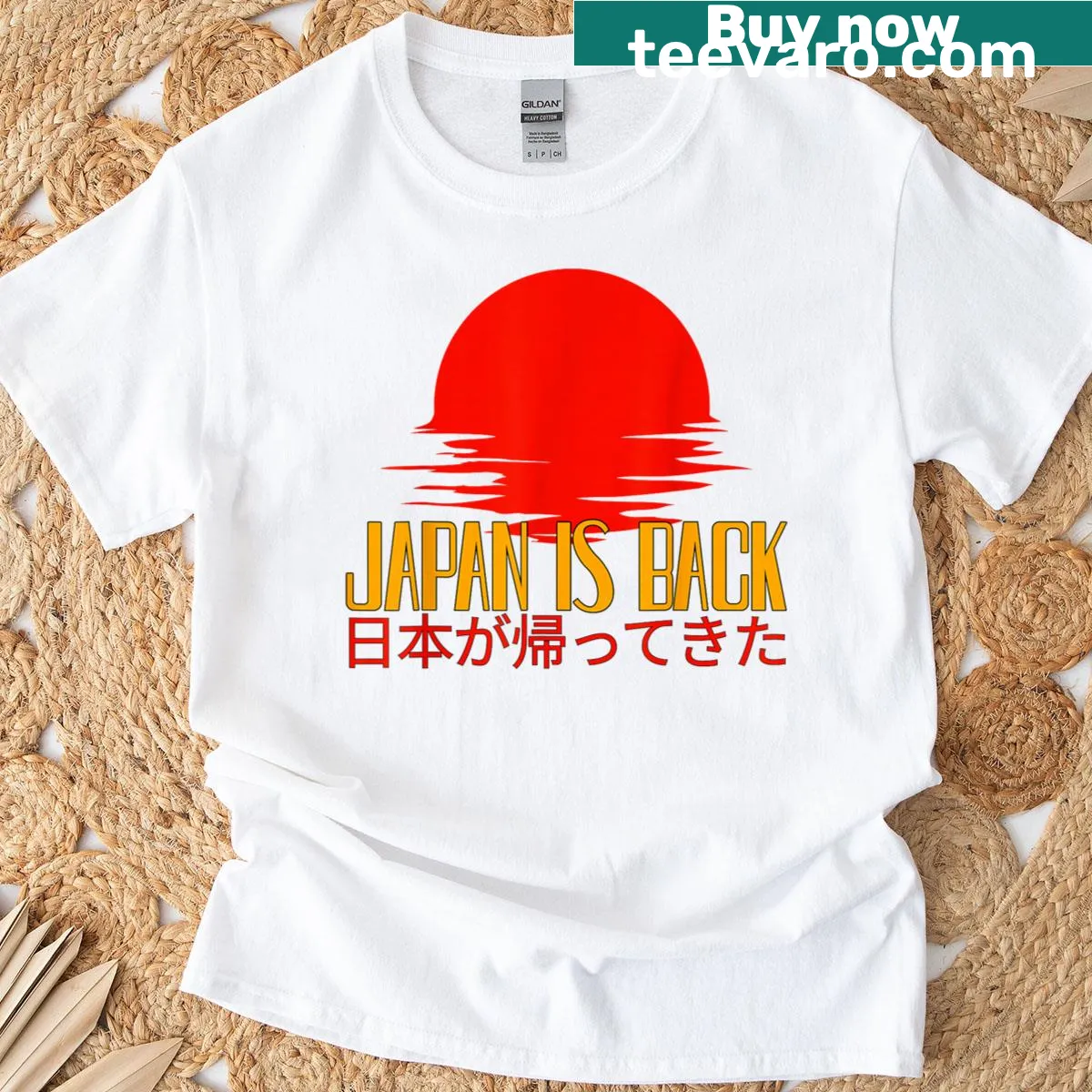 Japanese-themed t-shirt featuring the phrase 'Japan Is Back' — on a men's t-shirt