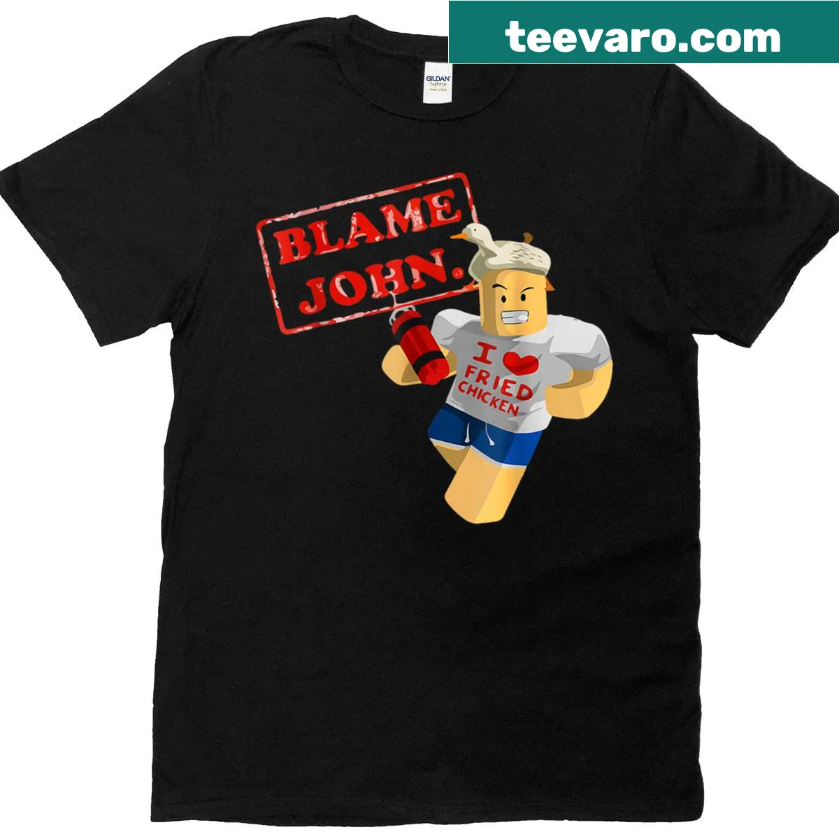 Illustrative T-shirt featuring 'I Love Fried Chicken' design — on a men's t-shirt