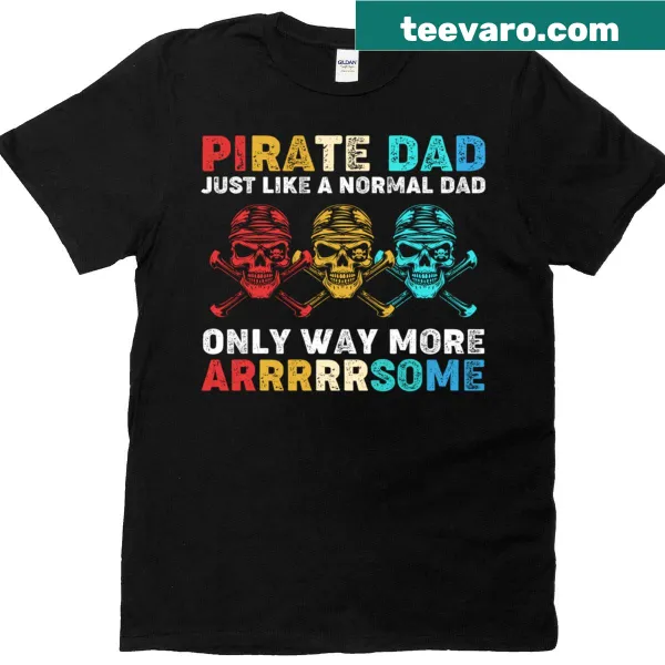 Retro pirate skull T-shirt for dads with humorous saying