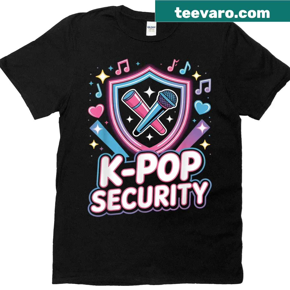 K-pop Security Mom Dad Team typography graphic t-shirt — on a men's t-shirt