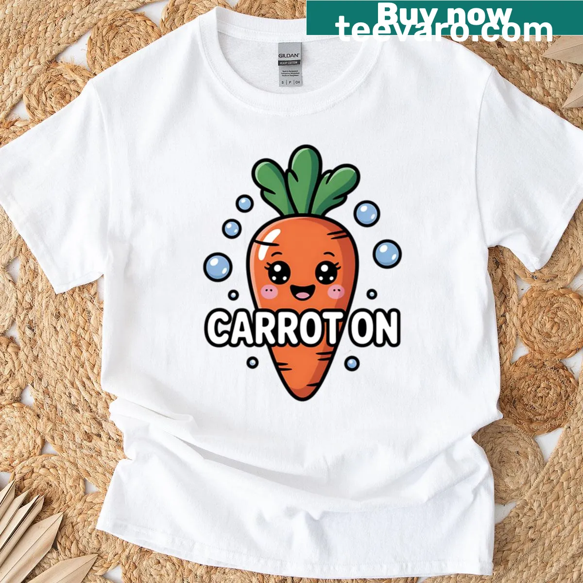 Adorable T-shirt featuring a kawaii carrot and pun design — on a men's t-shirt