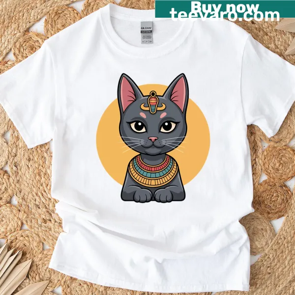 Cute Kawaii Egyptian Cat T-shirt featuring a cartoon design