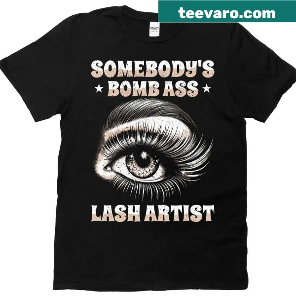 Illustrative tee for lash artists with humorous text about their craft.