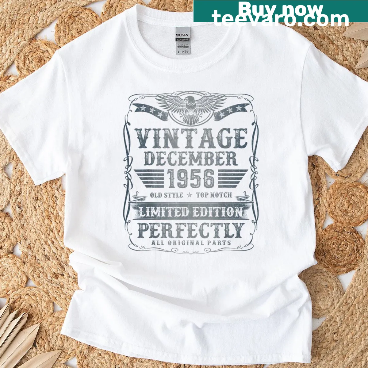 Limited edition T-shirt for December 1956 birthdays — on a men's t-shirt