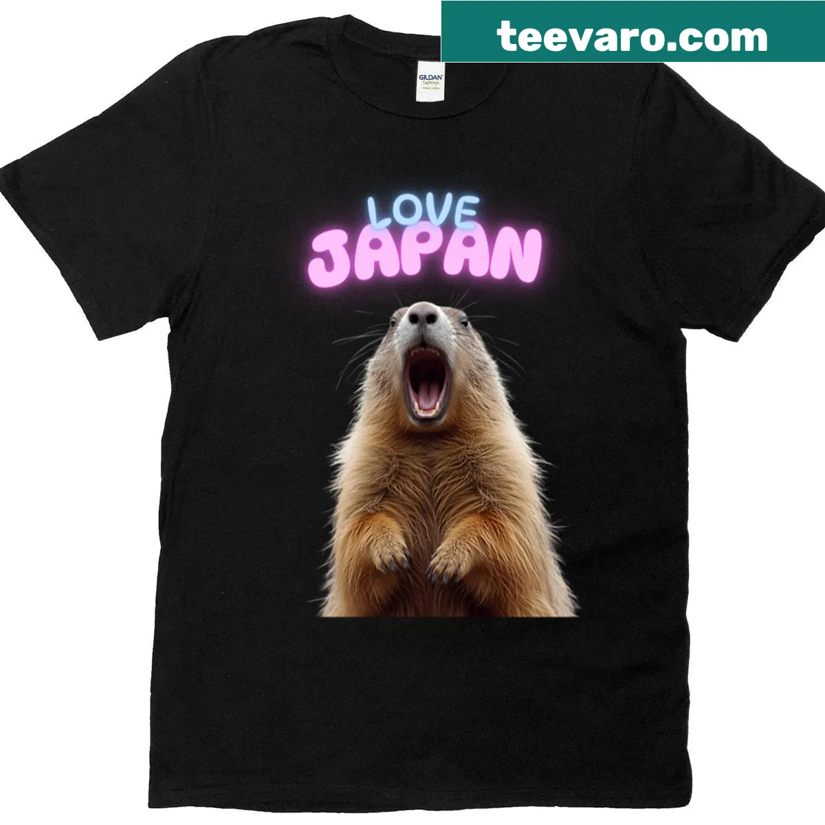 Cute marmot shouting design representing wildlife appreciation — on a men's t-shirt