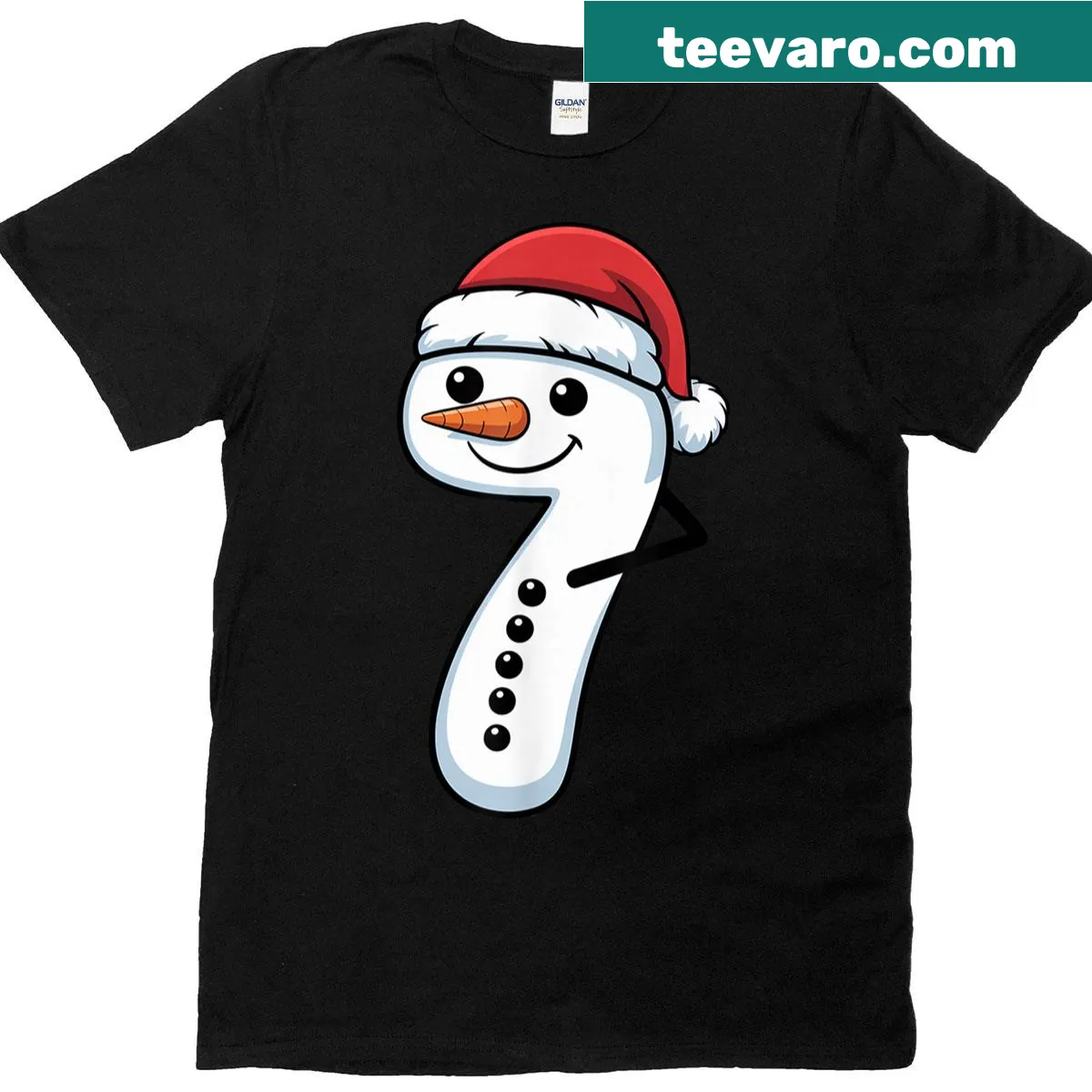 Matching snowman couple cartoon design with number 67 — on a men's t-shirt