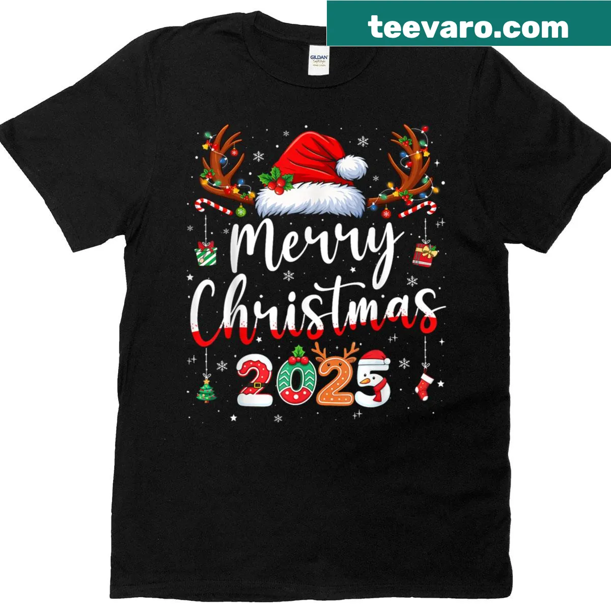 Family matching Christmas t-shirt for 2025 holiday season — on a men's t-shirt