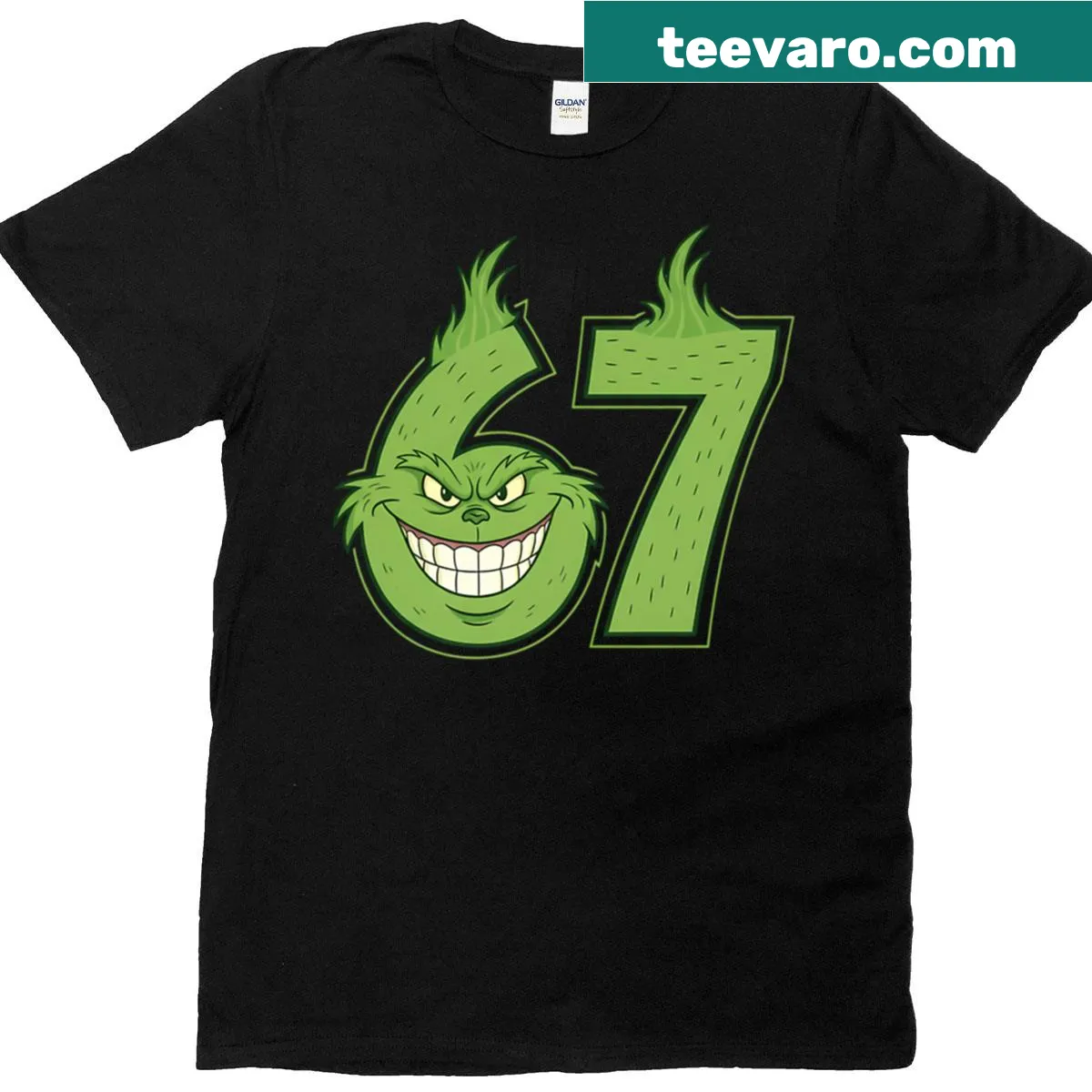 Oversized holiday t-shirt with a mischievous green design — on a men's t-shirt