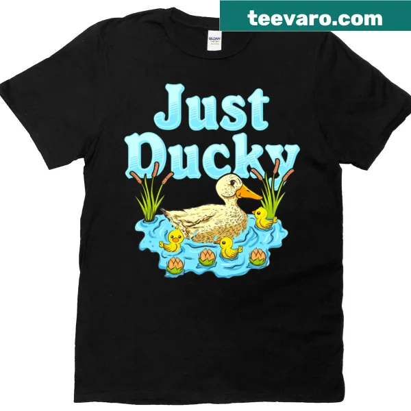 Illustration of a mother duck with yellow chicks on a T-shirt