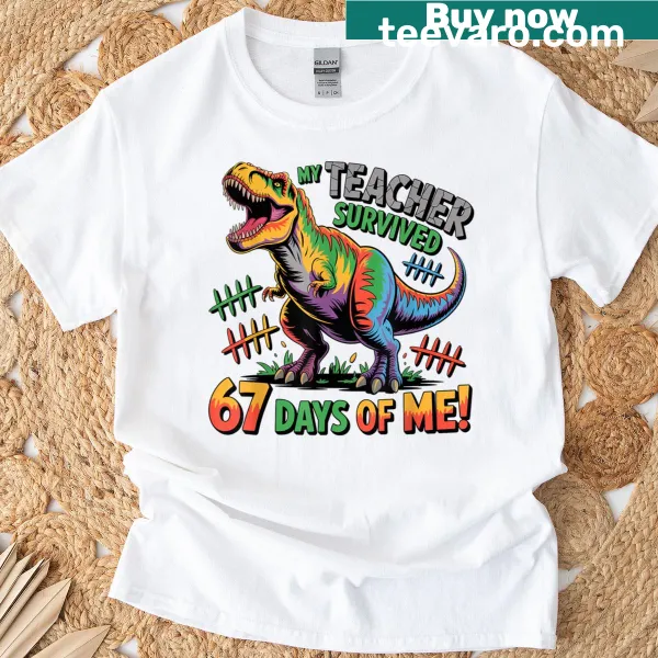 Funny dinosaur meme t-shirt about surviving school days