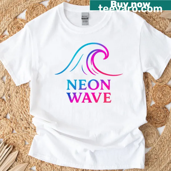Stylish abstract typography design saying 'Neonwaves' on a T-shirt
