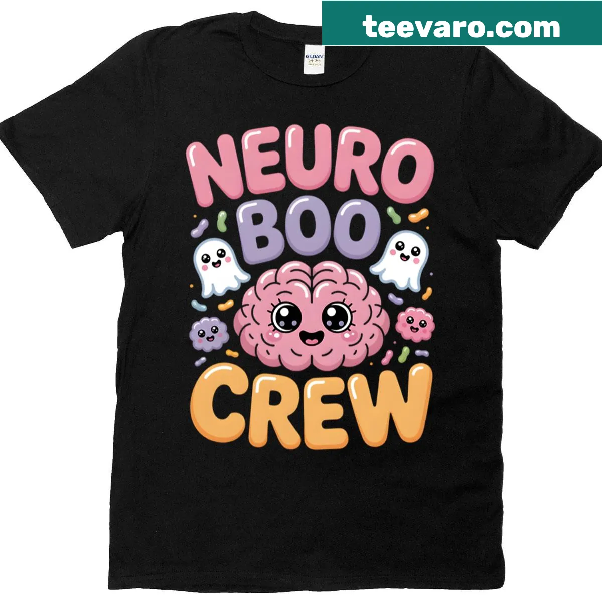 Cute Halloween shirt with science-themed graphics and fun text — on a men's t-shirt