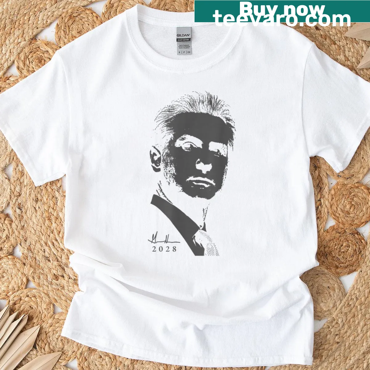 Bold design supporting Newsom for President on a t-shirt — on a men's t-shirt