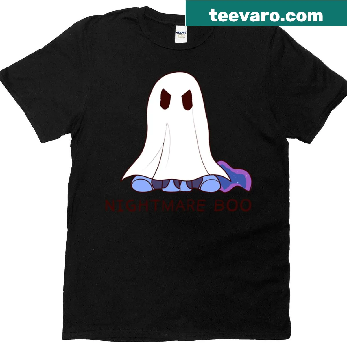 Oversized T-shirt with playful Boo graphic for spooky fun. — on a men's t-shirt