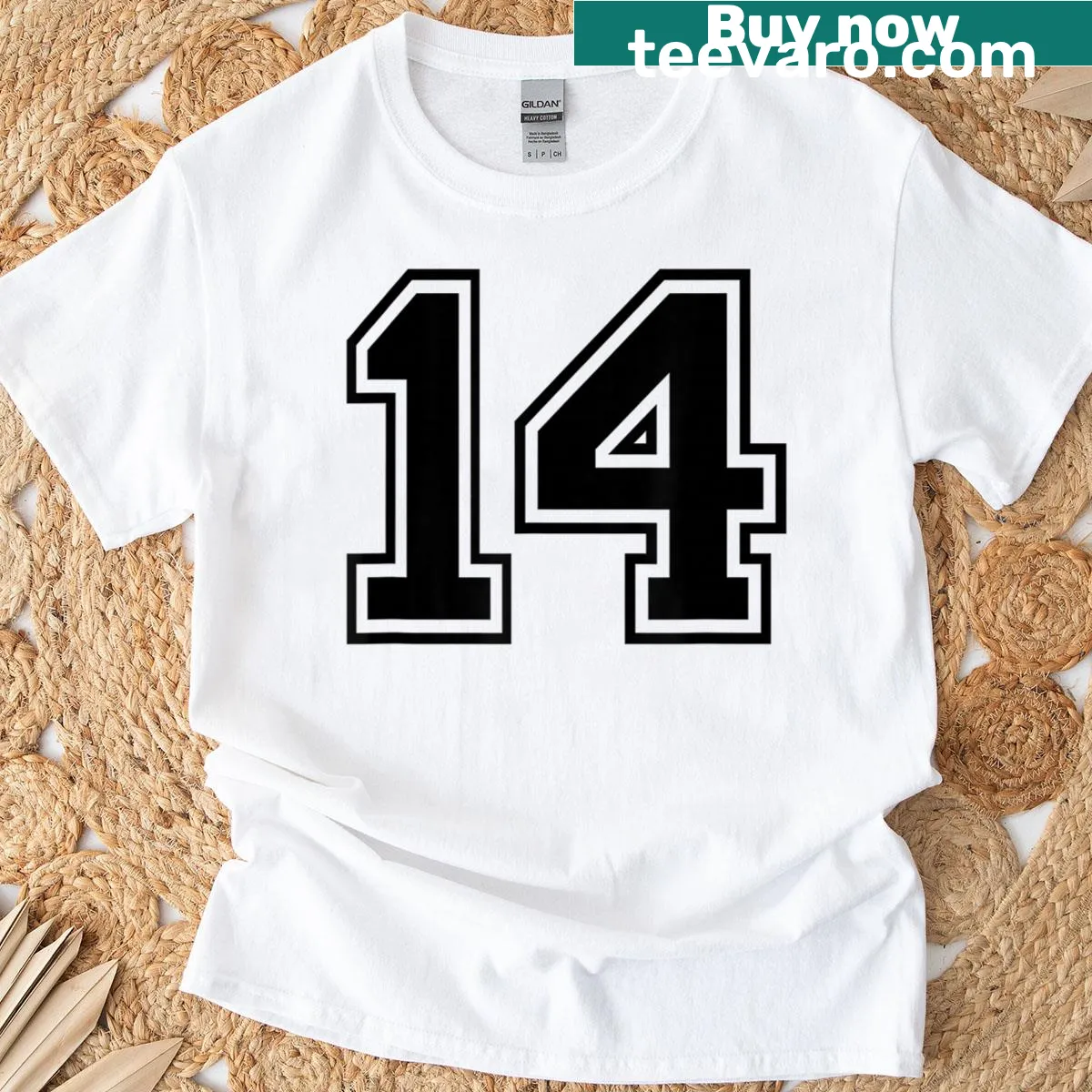 Birthday jersey-style T-shirt featuring the number 14 for twins — on a men's t-shirt