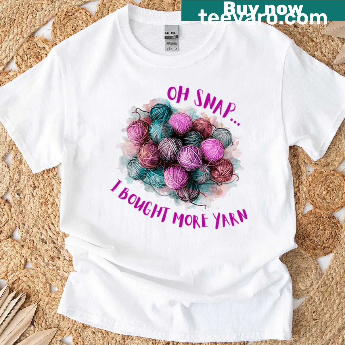 Funny t-shirt with 'Oh Snapi Bought More Yarn' text — on a men's t-shirt
