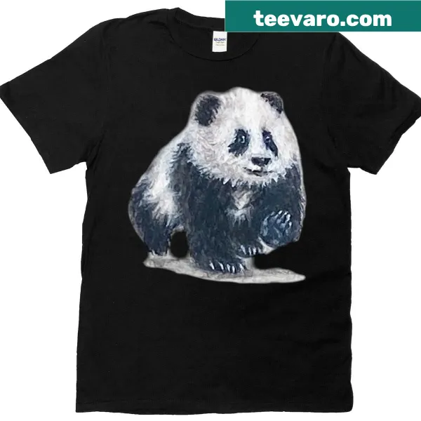 Adorable panda bear graphic on a t-shirt.