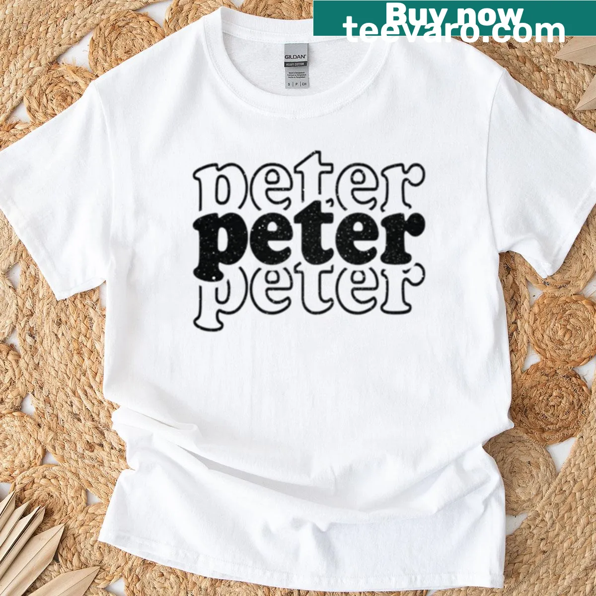 Personalized T-shirt featuring the name Peter in a unique design — on a men's t-shirt