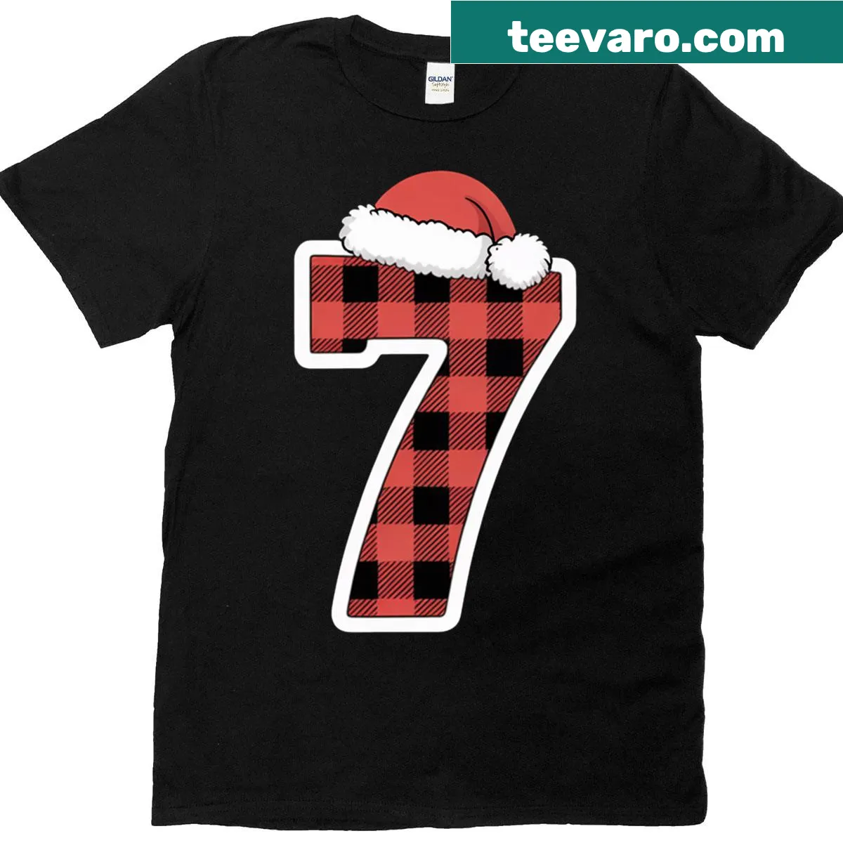 Retro plaid T-shirt for couples featuring the number 67 — on a men's t-shirt