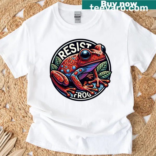 T-shirt featuring a whimsical frog design, symbolizing resilience and adaptability
