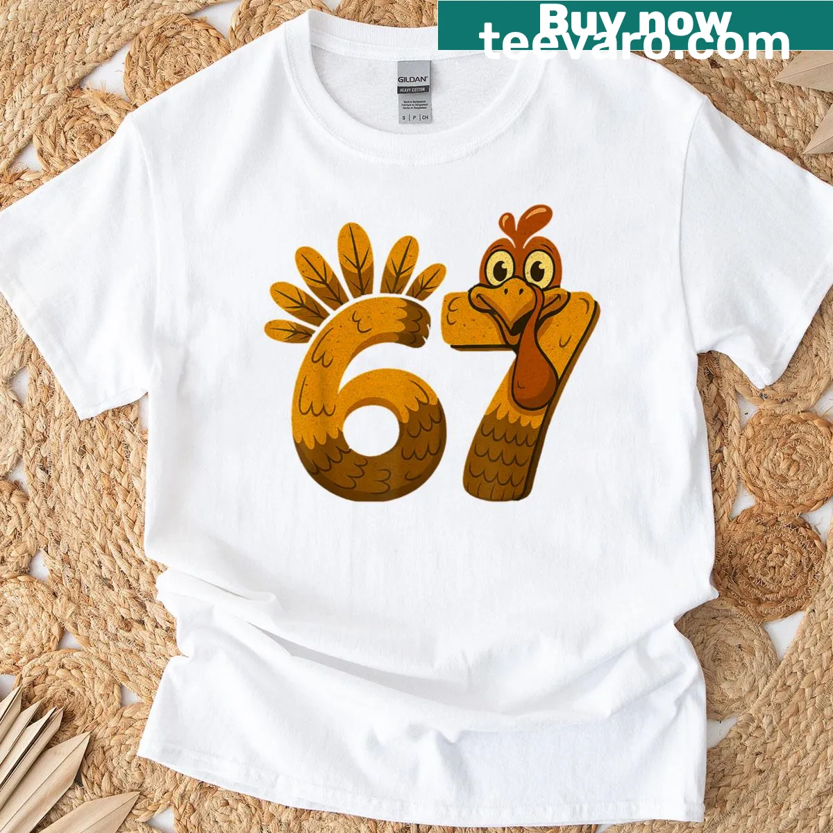 Funny Thanksgiving turkey graphic t-shirt with playful text — on a men's t-shirt