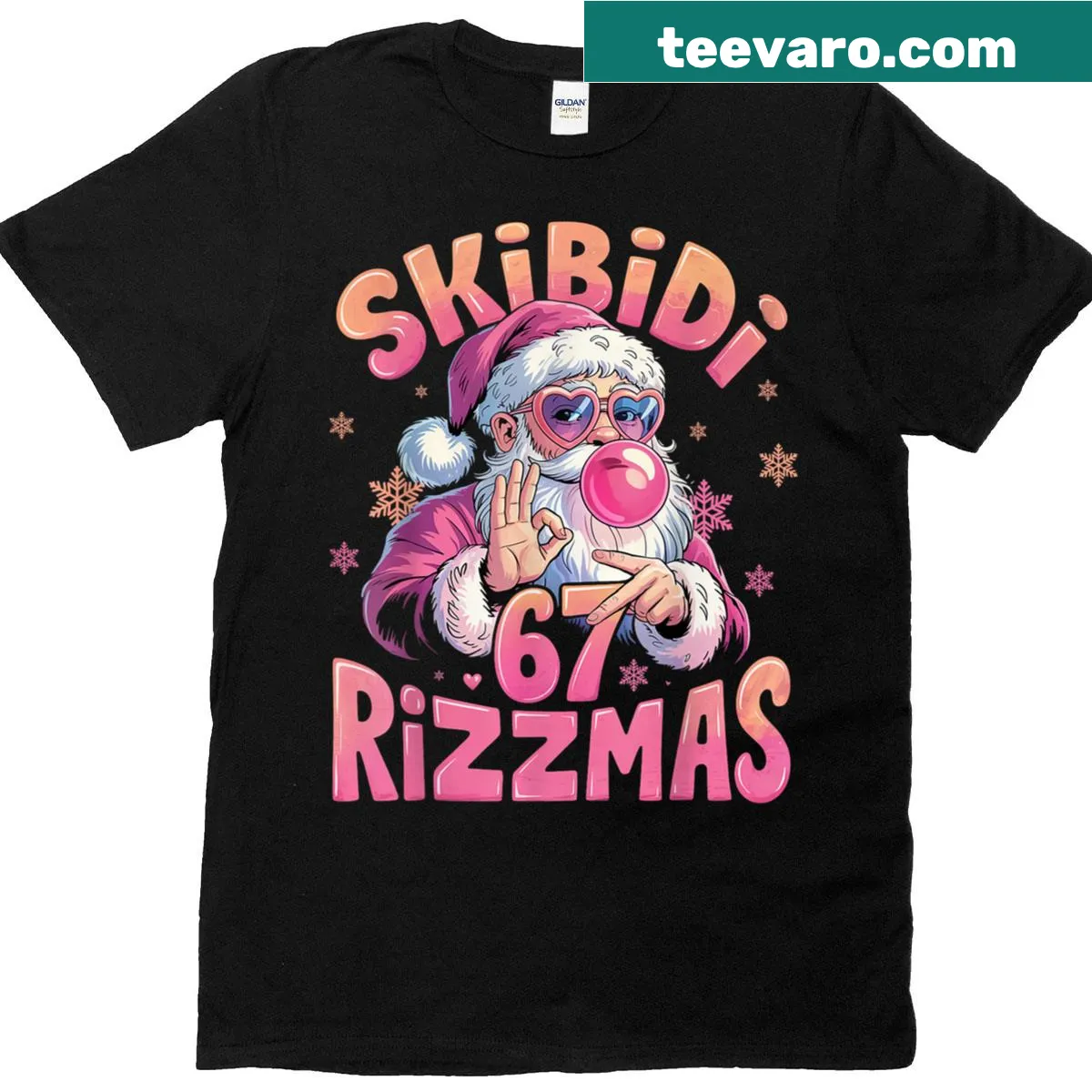 Funny Rizz Christmas 67 T-shirt with festive text design — on a men's t-shirt