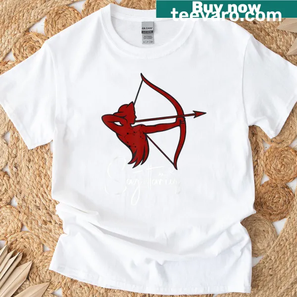Vintage-style T-shirt showcasing Sagittarius zodiac virtues