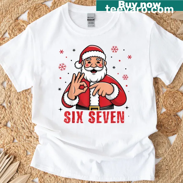 Festive t-shirt featuring a cheerful Santa graphic for Christmas