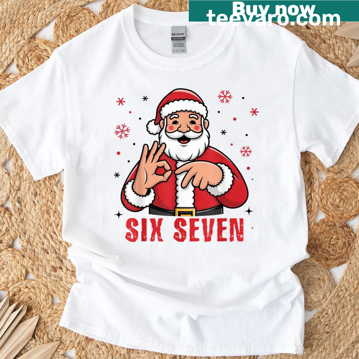 Festive t-shirt featuring a cheerful Santa graphic for Christmas — on a men's t-shirt