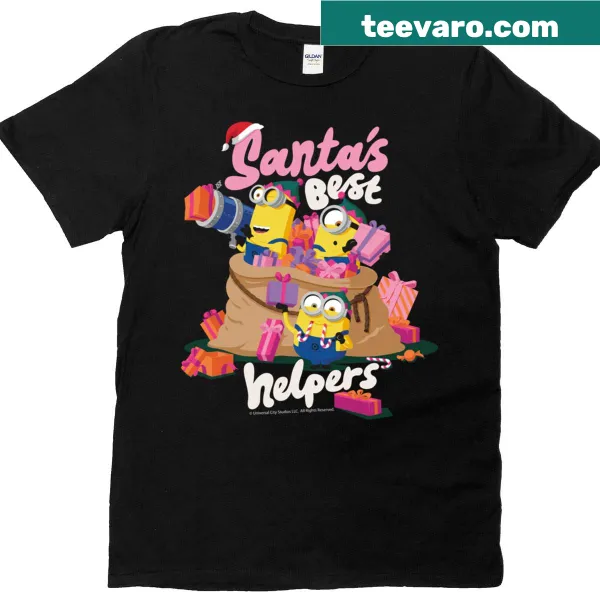 Fun T-shirt depicting Santa's best helpers in a whimsical design for Christmas