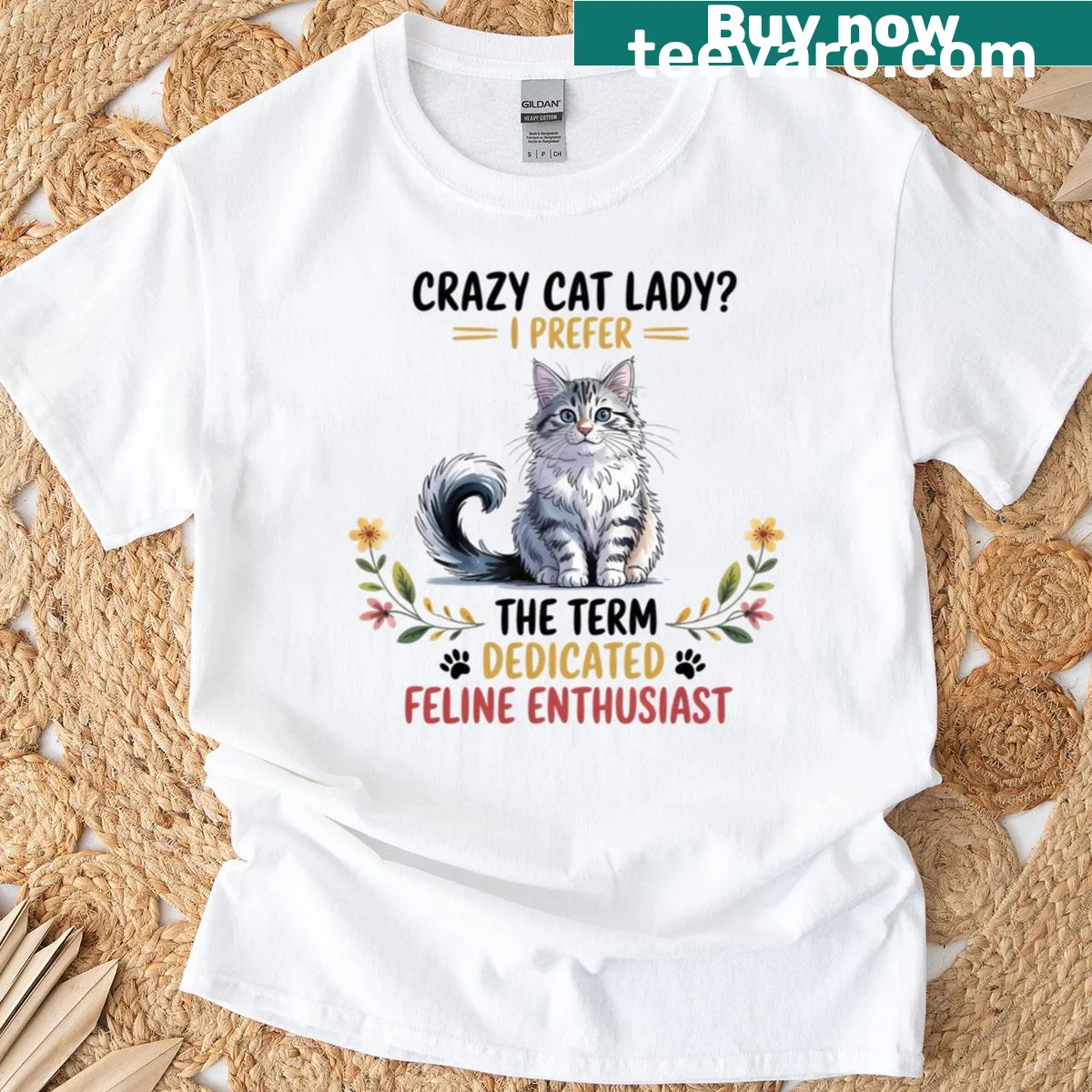 Sarcastic humor t-shirt for cat lovers with witty text — on a men's t-shirt