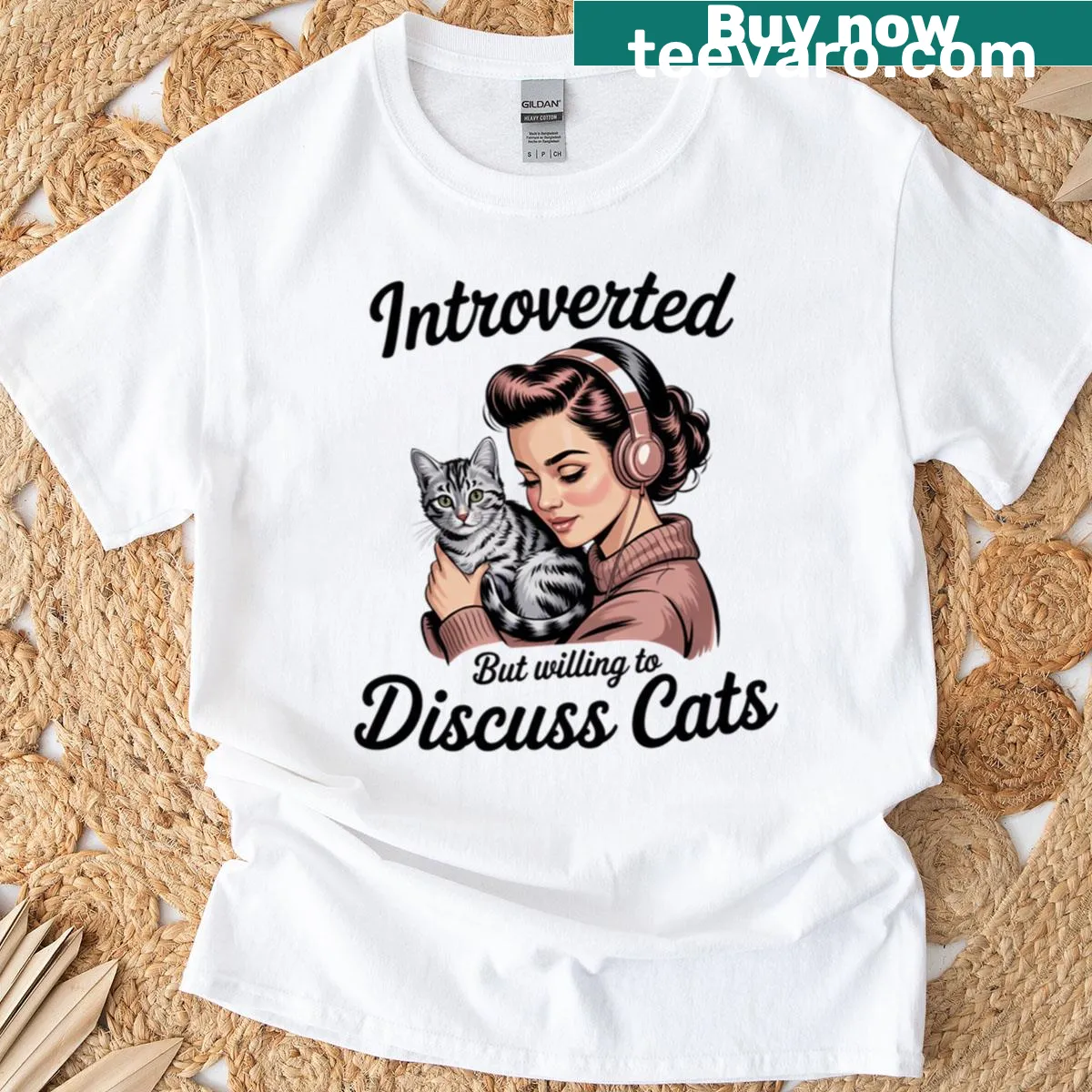 Humorous t-shirt featuring sarcastic cat-themed phrases — on a men's t-shirt