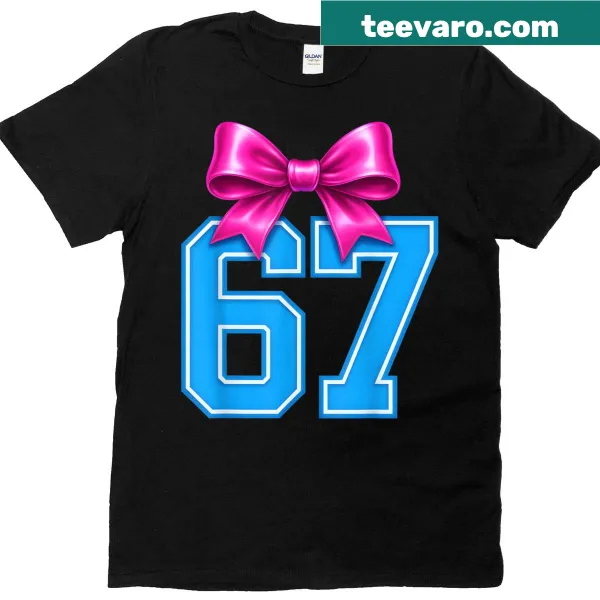 Trendy T-shirt featuring a playful bow and meme culture design