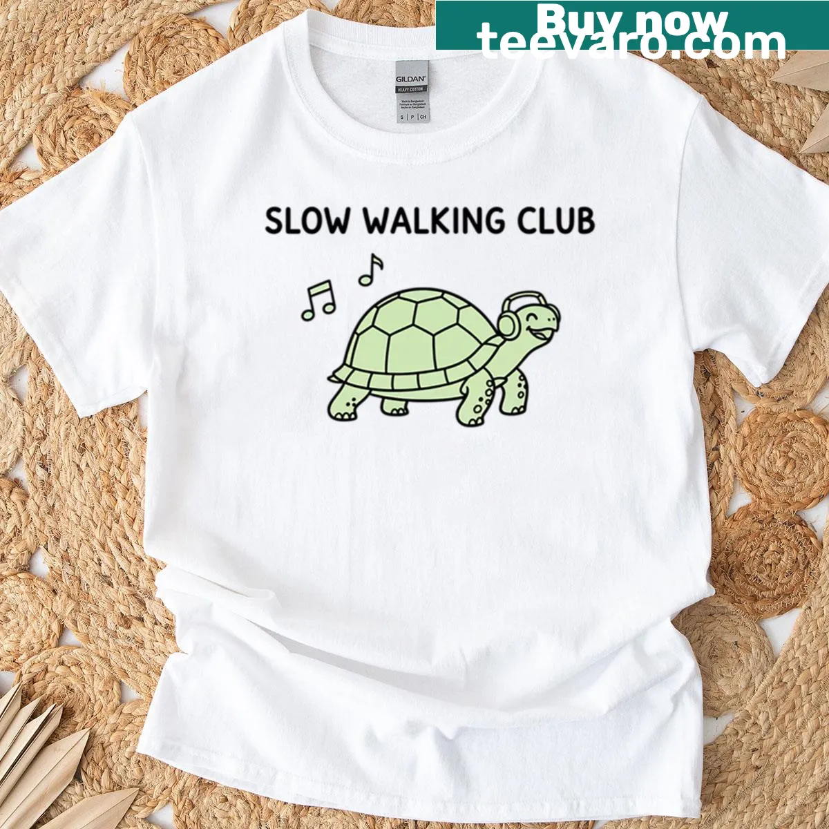 Cute turtle design on a T-shirt with headphones for kids — on a men's t-shirt