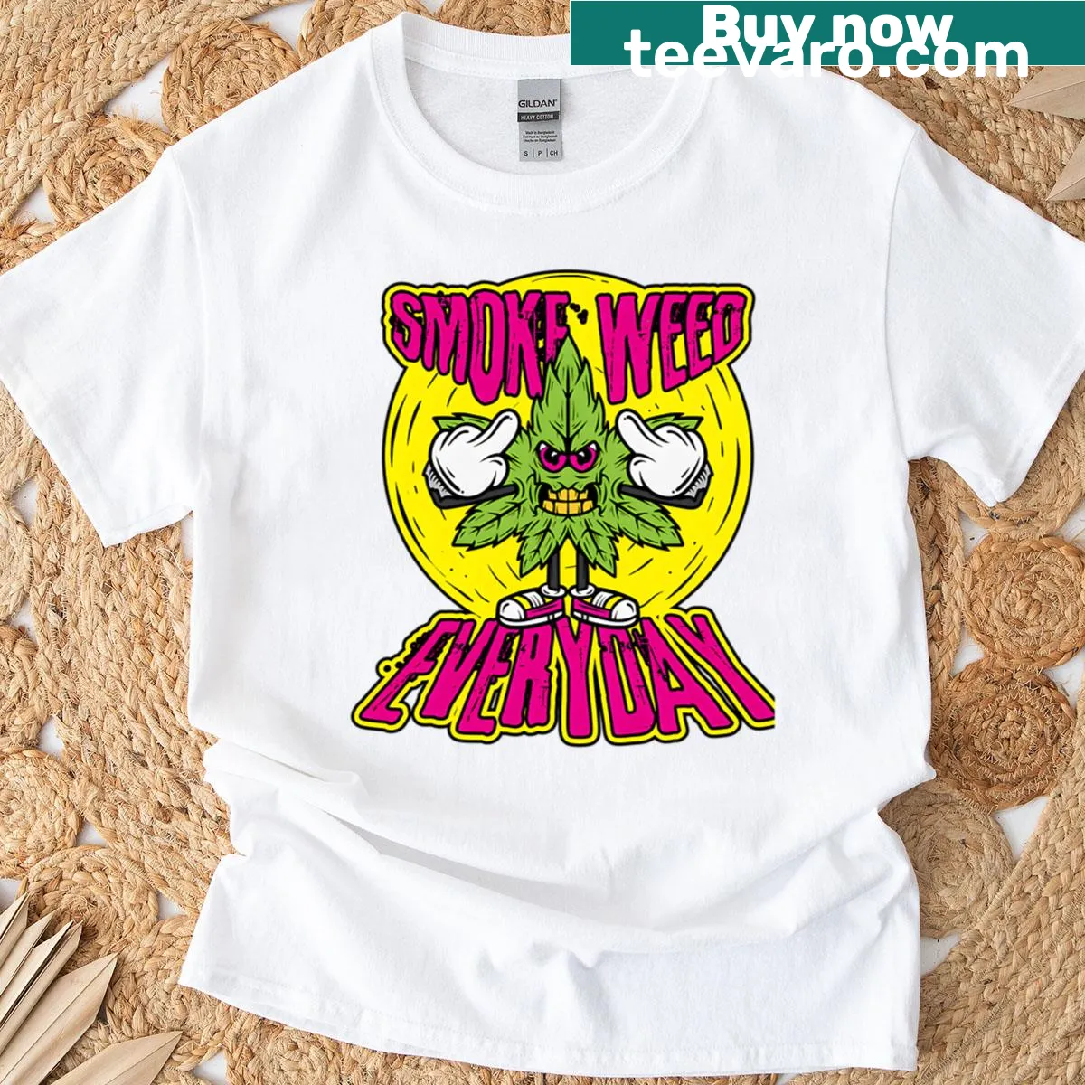 Edgy T-shirt with graphic saying Smoke Weed — on a men's t-shirt