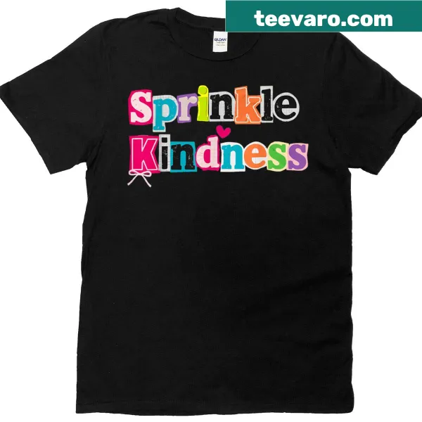 Doughnut-themed t-shirt with the phrase 'Sprinkle Kindness' and cheerful illustration